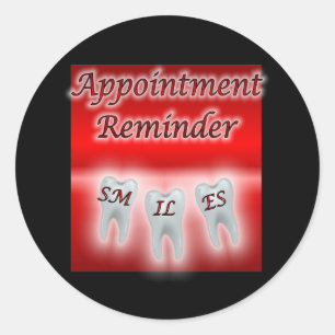 Smiles Appointment Reminder Classic Round Sticker