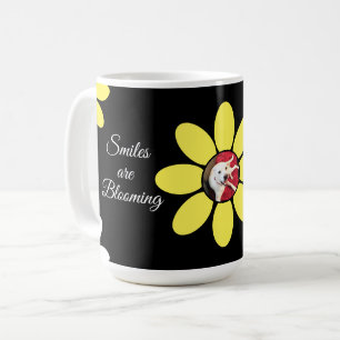 Smiles are Blooming Cute Dog Yellow Flower Coffee Mug