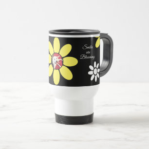 Smiles are Blooming Cute Dog Yellow Flower Travel Mug