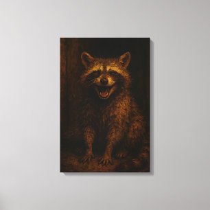 Smiles Are Free: Grinning Alleyway Raccoon Canvas Print