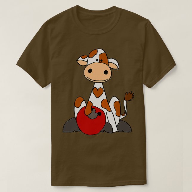 Smilesanim Funny Brown White Cow T T-Shirt (Design Front)