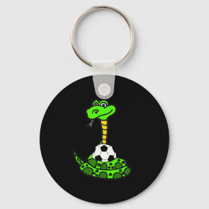 Smileteesfunnya Funny Green Python Snake And Socce Key Ring