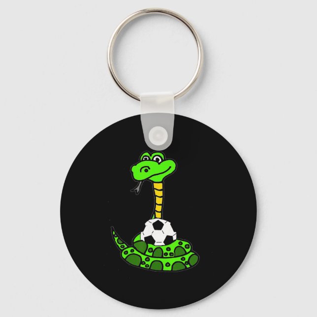 Smileteesfunnya Funny Green Python Snake And Socce Key Ring (Front)