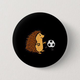 Smileteessports Cute Hedgehog Playing Soccer  6 Cm Round Badge