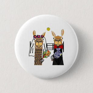 Smileteessports Fun Llama Bride And Groom Pickleba 6 Cm Round Badge