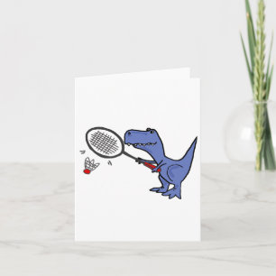 Smiletodaytees Fun T-rex Dinosaur Playing Badminto Card