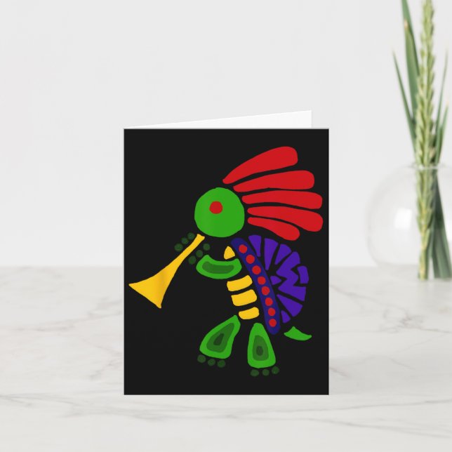Smiletodaytees Funky Turtle Dancing Kokopelli  Card (Front)