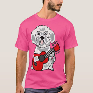 Smiletodaytees Funny Bichon Frise Dog Playing Guit T-Shirt