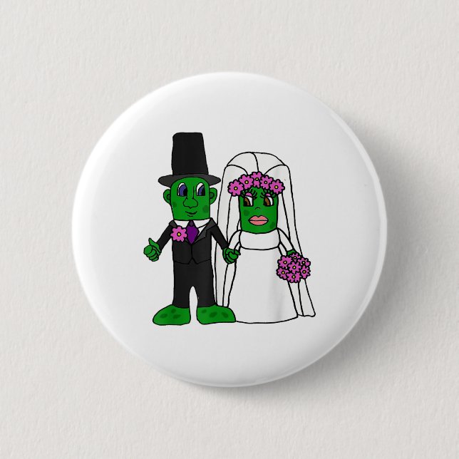 Smiletodaytees Funny Pickle Bride And Groom Weddin 6 Cm Round Badge (Front)