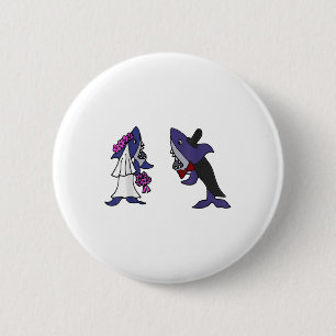Smiletodaytees Funny Shark Bride And Groom _1 6 Cm Round Badge