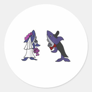 Smiletodaytees Funny Shark Bride And Groom _1 Classic Round Sticker