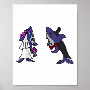 Smiletodaytees Funny Shark Bride And Groom _1 Poster
