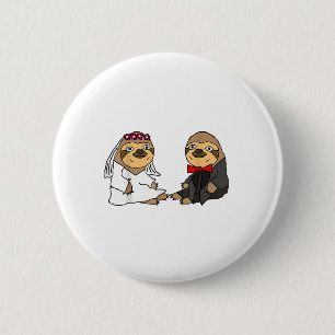 Smiletodaytees Funny Sloth Bride And Groom Wedding 6 Cm Round Badge