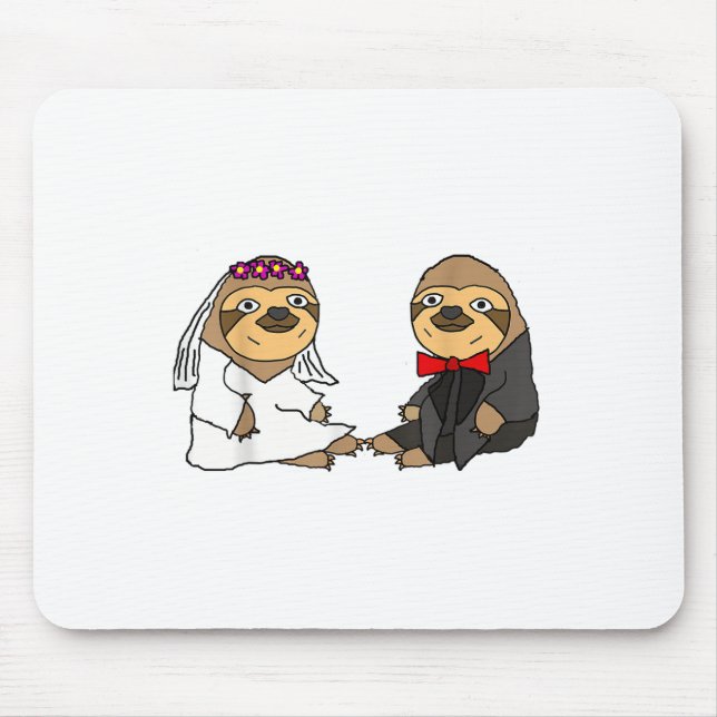 Smiletodaytees Funny Sloth Bride And Groom Wedding Mouse Pad (Front)
