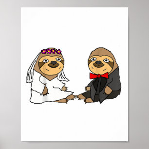 Smiletodaytees Funny Sloth Bride And Groom Wedding Poster