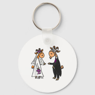 Smiletodaytees Goat Bride And Groom Wedding _1  Key Ring
