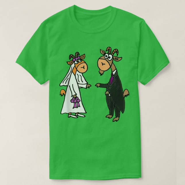 Smiletodaytees Goat Bride and Groom Wedding  T-Shirt (Design Front)