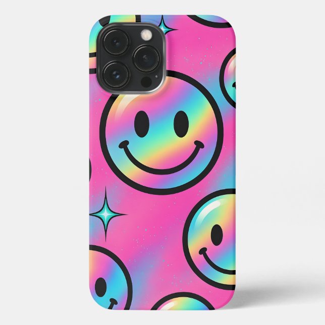 Smiley Arc-en-Ciel - Retro Y2K iPhone Shell Case (Back)