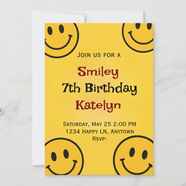 Smiley Birthday Invitation (Front)