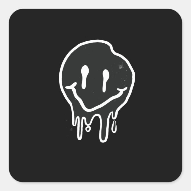 Smiley black square sticker (Front)