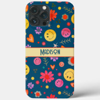 Smiley Blue Cute Fun Kids Inspirivity iPhone Case