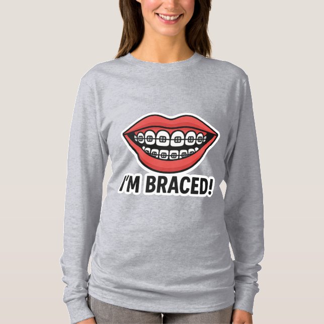 Smiley Braces Fun Sticker – Colourful Lips  T-Shirt (Front)