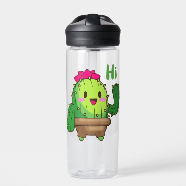 Smiley Cactus Bottle – Hello Green Friend (Front)