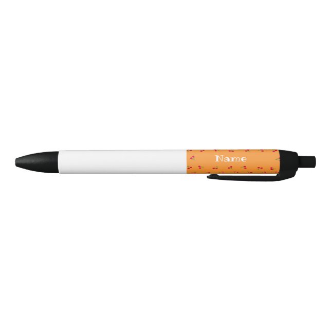 Smiley & Cherry (Orange) Named Black Ballpoint Pen (Bottom)