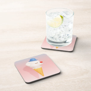 Smiley Cone: 3D Cute Dog Ice Cream Character Art Coaster