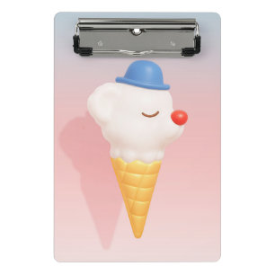 Smiley Cone: 3D Cute Dog Ice Cream Character Art Mini Clipboard