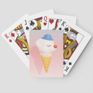 Smiley Cone: 3D Cute Dog Ice Cream Character Art Playing Cards