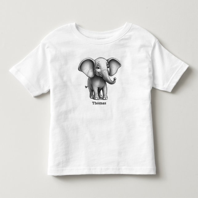 Smiley Elephant Personalised Toddler T-Shirt (Front)