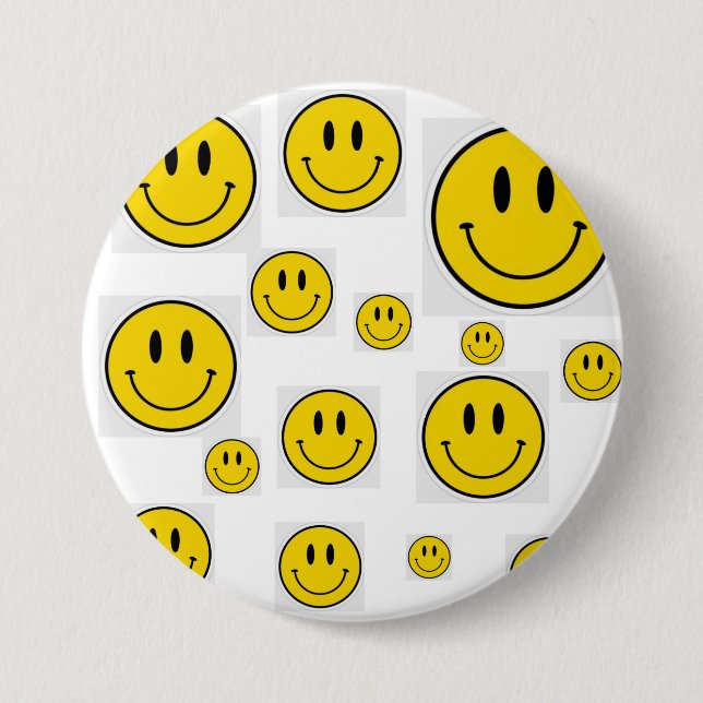 Smiley Face Brooch 7.5 Cm Round Badge (Front)