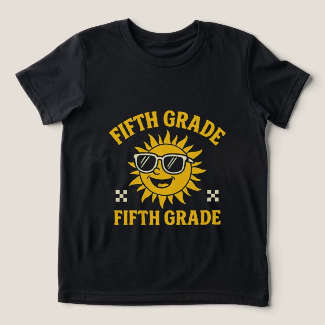 Smiley Face Fifth Grade Retro Design Tri-Blend Shirt (Design Front)