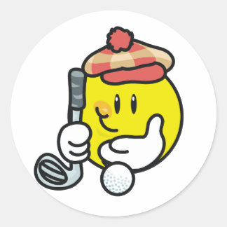 Smiley Face Golf T-shirts and Gifts Classic Round Sticker