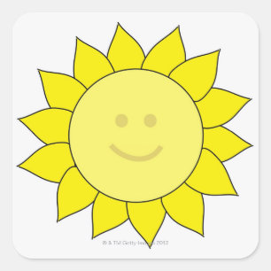 Smiley-Faced Sunflower Square Sticker