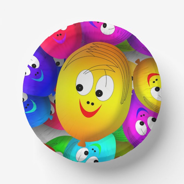 Smiley Faces Balloons Pattern-64171 Paper Plate (Front)