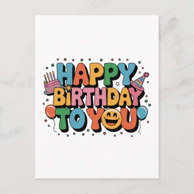Smiley Happy Birthday Holiday Postcard (Front)