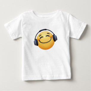 Smiley Headhphoned Emoji Fine Jersey Baby T-Shirt