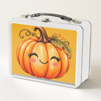 Smiley pumpkin metal lunch box