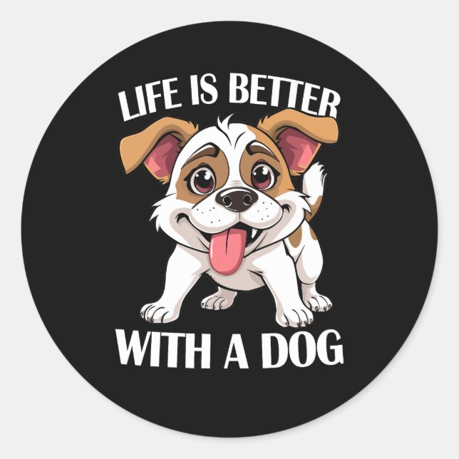 Smiley Rottweiler Pup – Cute Cartoon Dog Classic Round Sticker (Front)