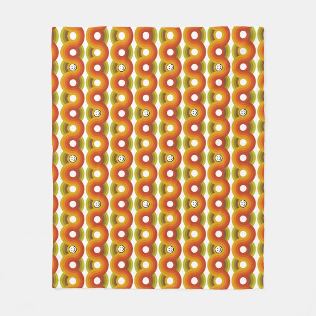 Smiley Vintage Retro Pattern No. 02 Fleece Blanket (Front)