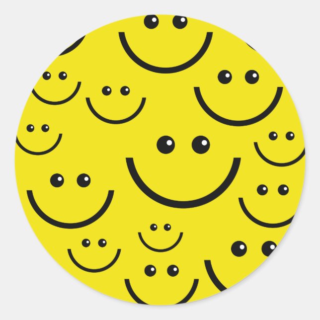 Smilie Face Background Classic Round Sticker (Front)