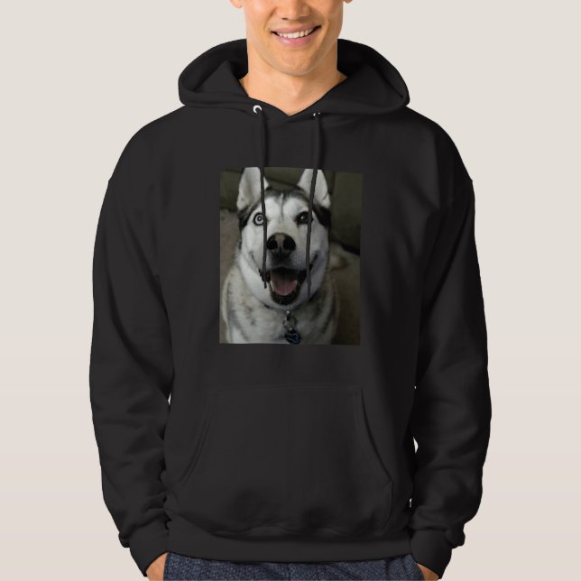 Smilin  Husky Long Hoodie (Front)