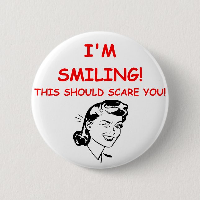 smiling 6 cm round badge (Front)
