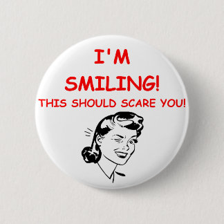 smiling 6 cm round badge