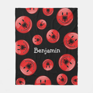 Smiling Albanian Flag Fleece Blanket