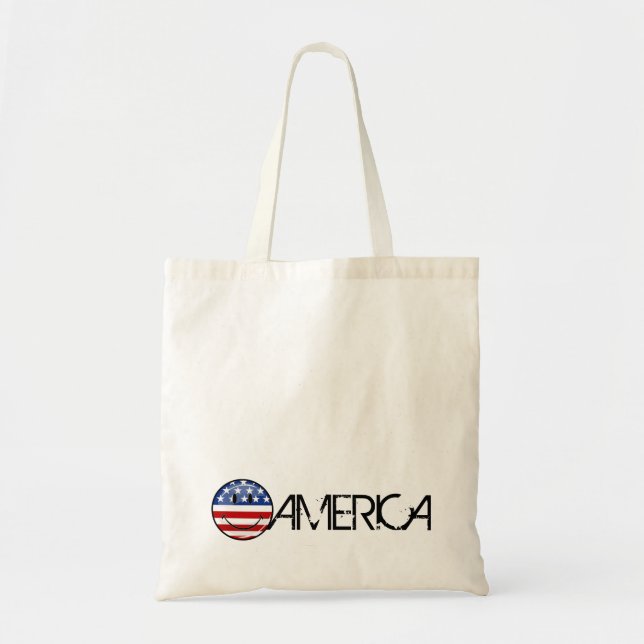 Smiling American Flag Tote Bag (Front)
