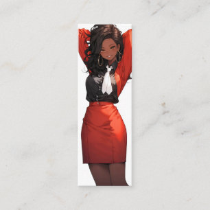 Smiling Anime Woman Mini Business Card