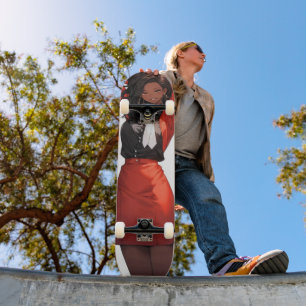 Smiling Anime Woman Skateboard